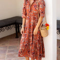 Women's Vintage Floral Art Print Casual Cotton Dress