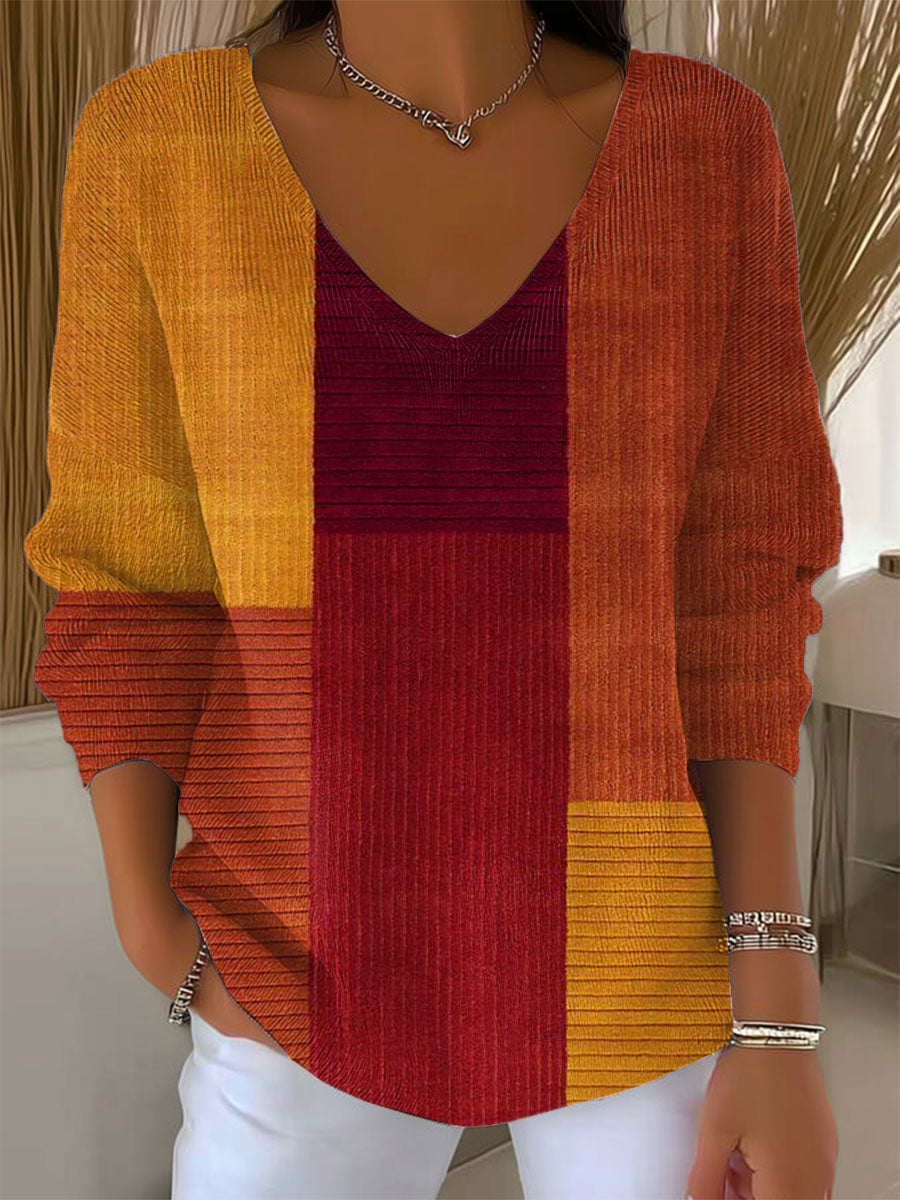 womens-vintage-abstract-geometry-art-print-casual-pullover-sweater-fkif