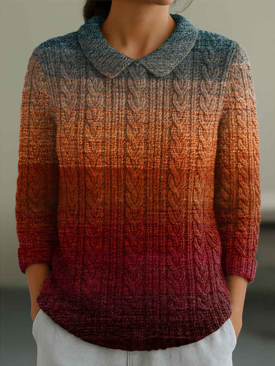 womens-autumn-gradient-striped-casual-peter-pan-collar-3-4-sleeve-sweater