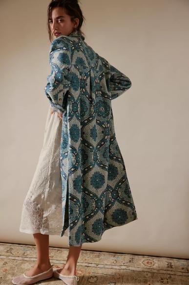 Jacquard Maxi Shirt Jacket