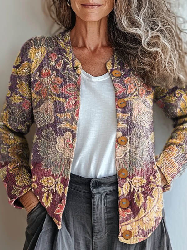 womens-vintage-floral-art-print-buttoned-cardigan-sweater-76vz