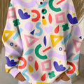 Women's Beautiful Colorful Geometric Painting Art Print Casual Cotton Sweatshirt