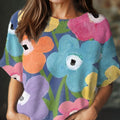 womens-vintage-flower-art-print-casual-crew-neck-short-sleeve-knitted-sweater-ctkd