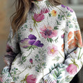 womens-retro-art-watercolor-flowers-print-knit-turtleneck-pullover-sweater-76ka