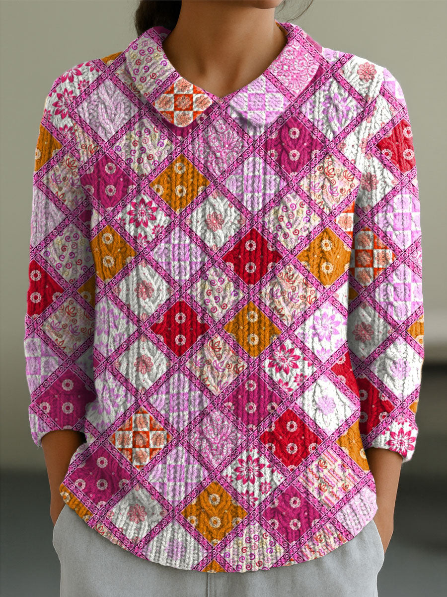 womens-geometric-flowers-color-contrast-splicing-abstract-casual-print-peter-pan-collar-3-4-sleeve-sweater-bqgq