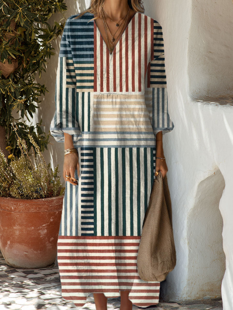 Women's Vintage Abstract Geometry Art Print Dress