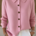 Peter Pan Soft Wool Collar Button-Down Cardigan Sweater Top