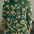 Damen-schöner-Vintage-Blumenmuster-Kunstdruck-Freizeitpullover mit Peter-Pan-Kragen und 3-4-Ärmeln
