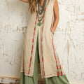 Women's Ethnic Comfortable Loose Sleeveless Top + Pants Cotton Linen Two-piece Set