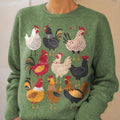 Women's Chicken Pattern Art Print Knit Pullover Sweater