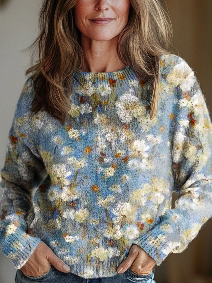 womens-vintage-floral-art-print-knit-pullover-sweater-icoq