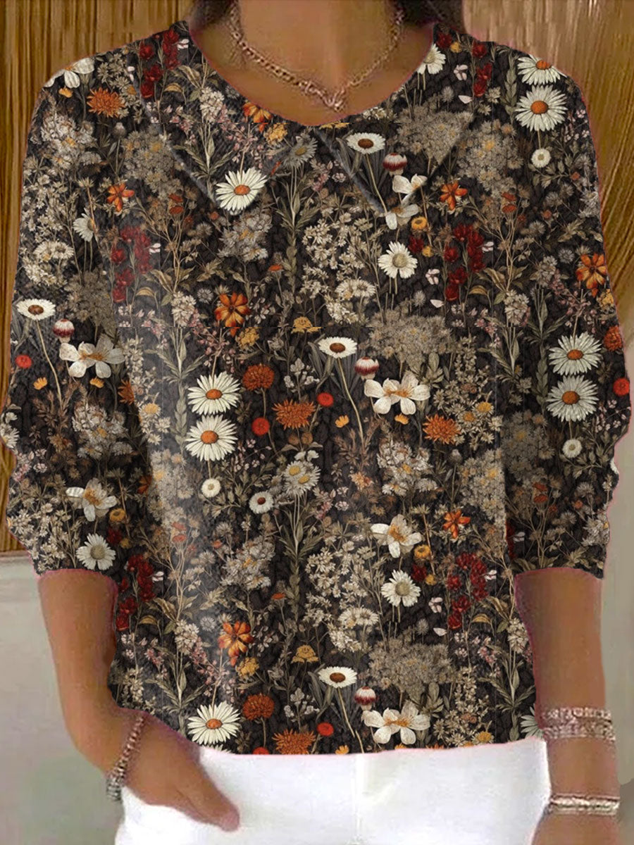 womens-vintage-flower-art-print-casual-peter-pan-collar-3-4-sleeve-sweater-albn