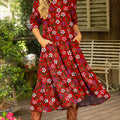 Women's Vintage Flower Art Print Dress