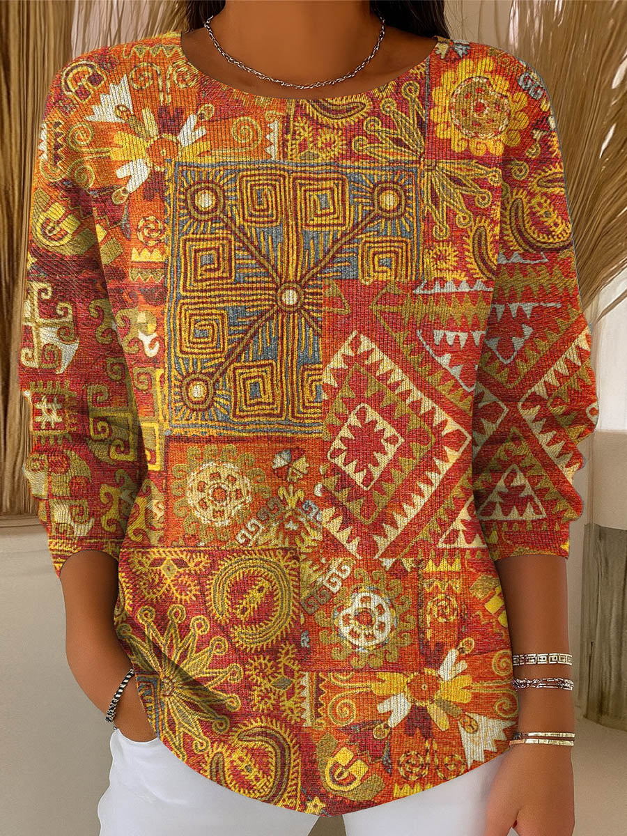 womens-vintage-pattern-art-print-casual-pullover-sweater-wkq9