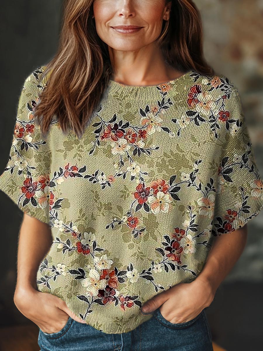 womens-vintage-floral-art-print-casual-crew-neck-short-sleeve-knitted-sweater-zm5v