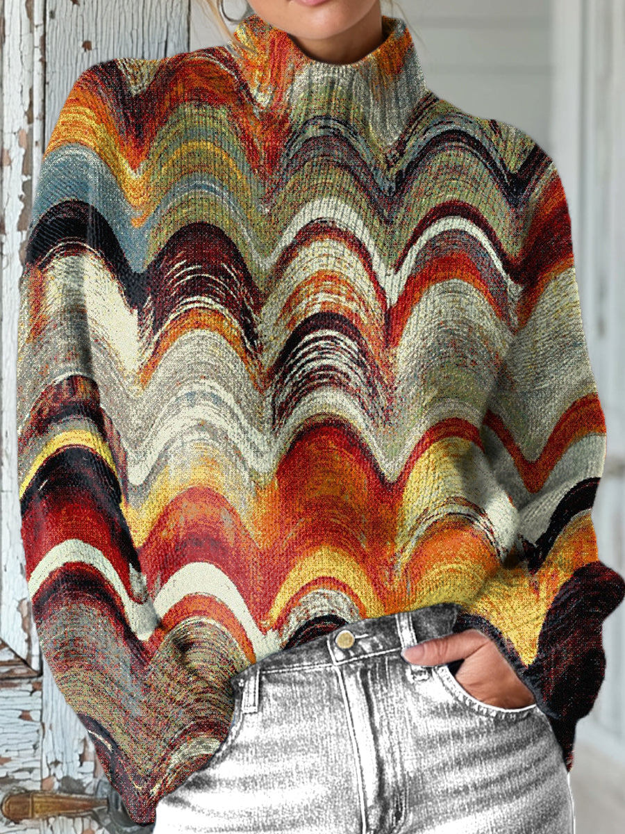 abstract-colorful-wave-painting-art-print-knit-turtleneck-pullover-sweater