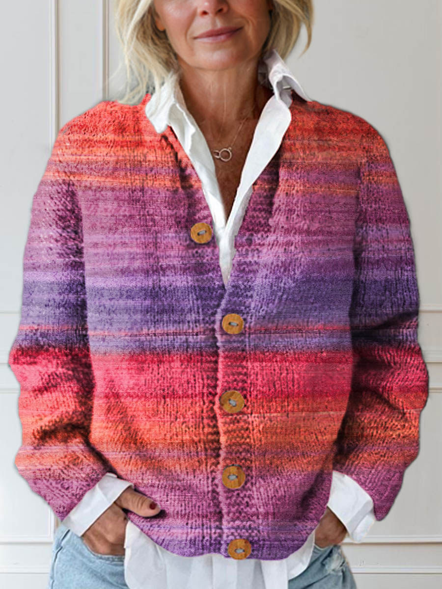 womens-gradient-pattern-art-print-buttoned-cardigan-sweater