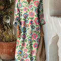 Vintage-Baumwollkleid mit Blumenmuster für Damen