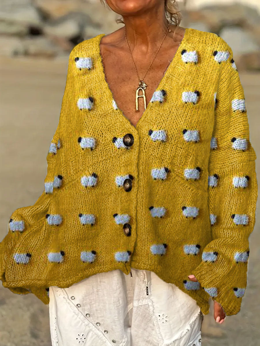 womens-cute-sheep-art-print-casual-pullover-sweater-u4fk