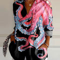 Women's  Octopus  Art Print Casual Cotton Shirt