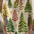 Women's Christmas Tree Art Print Buttoned Cardigan Sweater