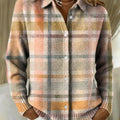 Women's Gradient Plaid Print Printed Collared Sweater