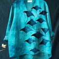 Women's Manta Rays Art Print Casual Cotton And Linen V-neck Shirt