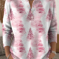 Women's Christmas Tree Art Print Buttoned Cardigan Sweater