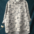 Women's Cute Dog Print Casual Cotton And Linen Shirt