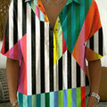 Women's Geometric Patterns Print Casual Cotton-linen Shirt