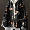 Women's Round Neck Floral Print Long Sleeve Button Cardigan