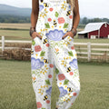Women's  Funny Bee Art Print Casual 100% Cotton Wide Leg Jumpsuit