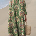 Women's Vintage Lovely Floral Art Print Cotton Dress