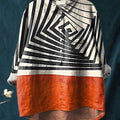 Women's Block Abstract Geometry Print Casual Cotton And Linen Shirt