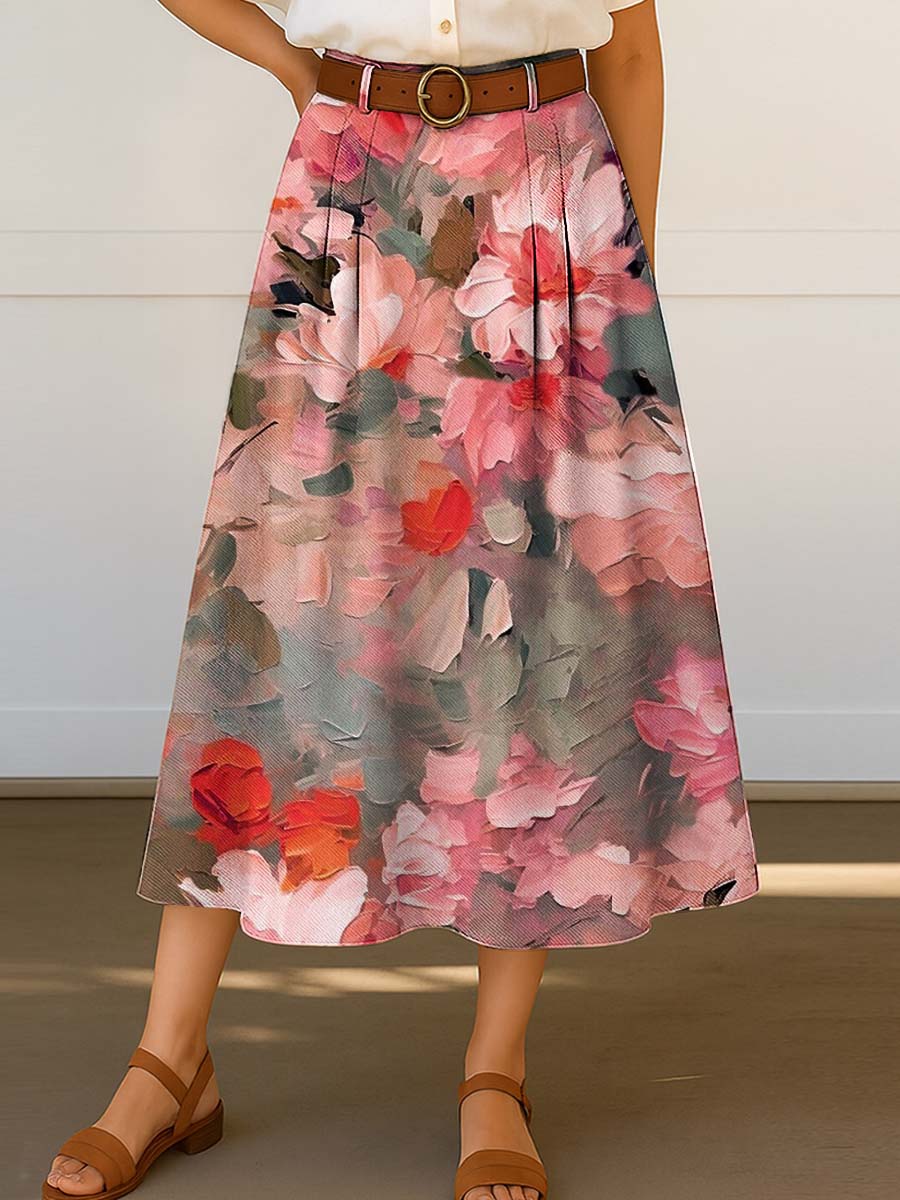 Oil painting style flower decorative pattern Skirt