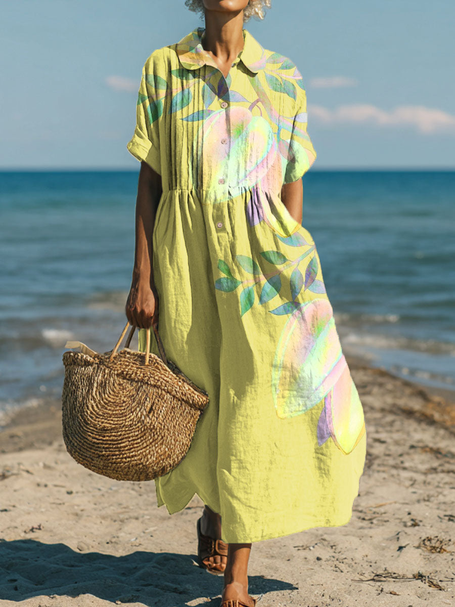 Women's Apricot Blossom Art Print Dress