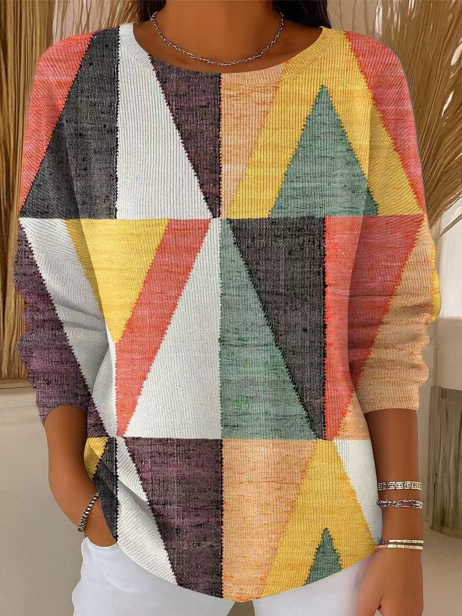 womens-abstract-multicolor-rhombus-geometric-painting-art-print-casual-pullover-sweater
