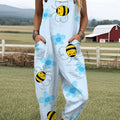 Women's  Bee  Floral  Art Print Casual 100% Cotton Wide Leg Jumpsuit