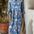 Women's Blue Flower Totem Art Print Dress