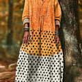 Women's Vintage Abstract Geometric Dot Painting Art Print Dress