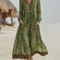 Women's Retro Casual Leopard Print Art Hooded Midi Dress