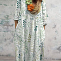 Robe en coton à manches longues et col rond, imprimée florale vintage, avec poches, pour femme 