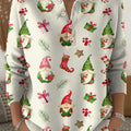 Women's Christmas Gnome Pattern Art Print Buttoned Cardigan Sweater