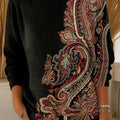 Women's Vintage Flower Art Printed Casual Pullover Sweater