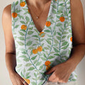Women's Floral Art Print Casual V-Neck Knitting Top