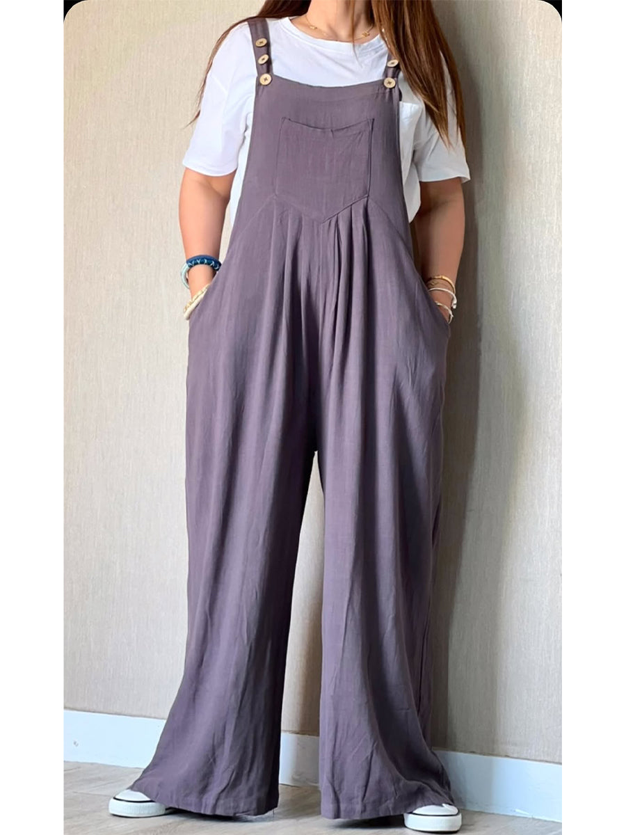 Women's Cotton and Linen Casual Jumpsuit