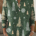 Women's Christmas Tree Art Print Buttoned Cardigan Sweater