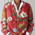 Damen-Cardigan mit Vintage-Blumenmuster und Knöpfen 
