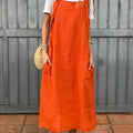 Women's Adjustable Shoulder Strap Pocket Cotton and Linen Dress
