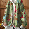 Women's Christmas Print Crew Neck Long Sleeve Casual Loose Cardigan Sweater